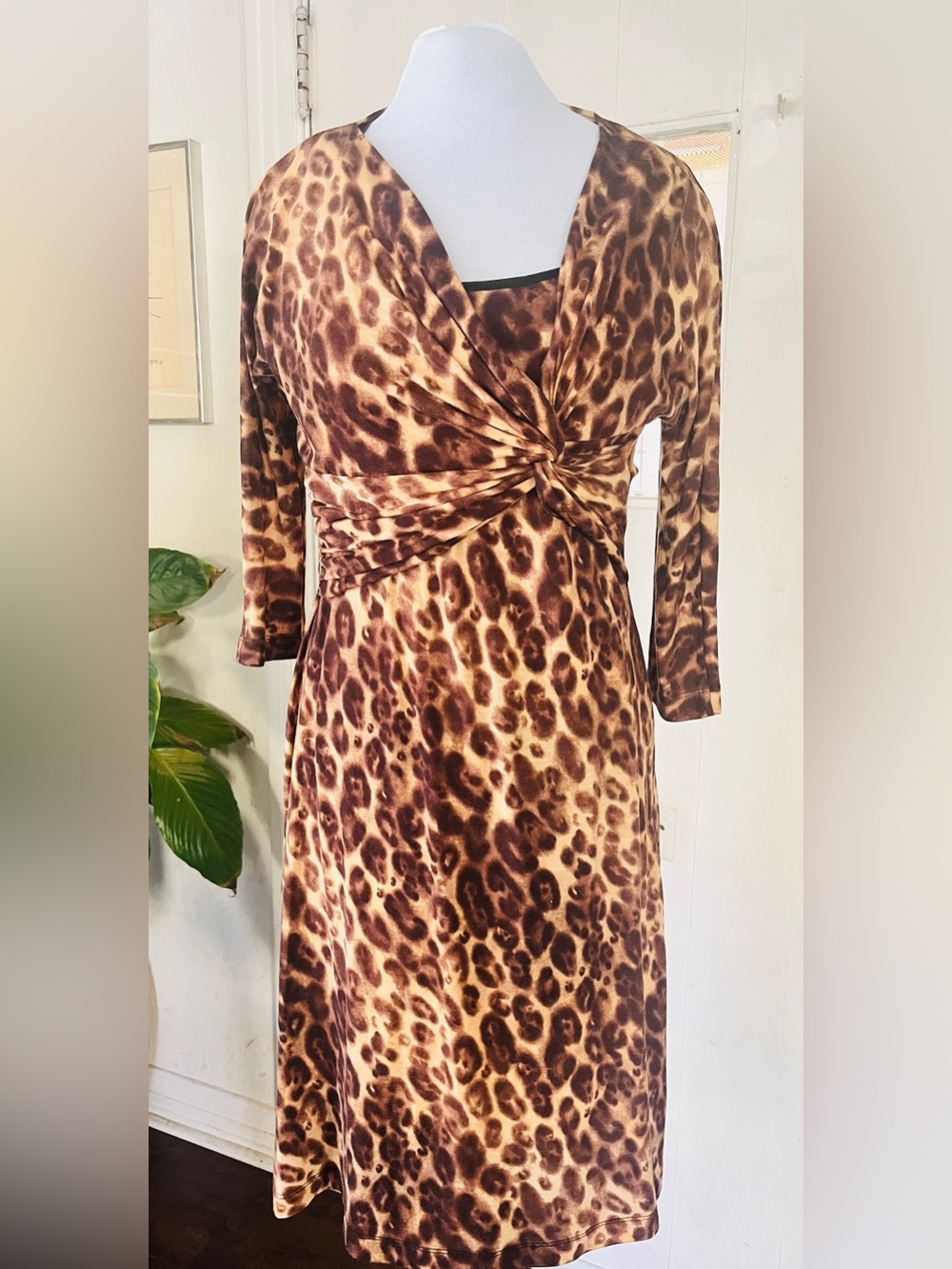 Max Mara Leopard Print Twist-Front Women’s Dress - Brown